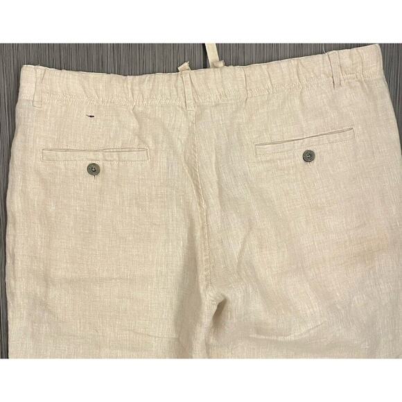 Tasso Elba Island Woman’s Cream 100% Linen Wide Leg Pants Size Large Drawstring - Picture 4 of 6